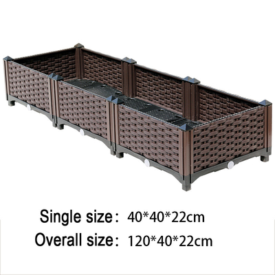 Οικογένεια 80*40*22CM καφετί αυξημένο πλαστικό ευρωπαϊκό ύφος ορθογωνίων κιβωτίων καλλιεργητών
